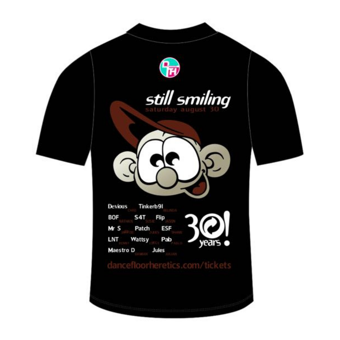 Still Smiling FLIP T-Shirt (Black) – Limited Edition 30th Anniversary Tee