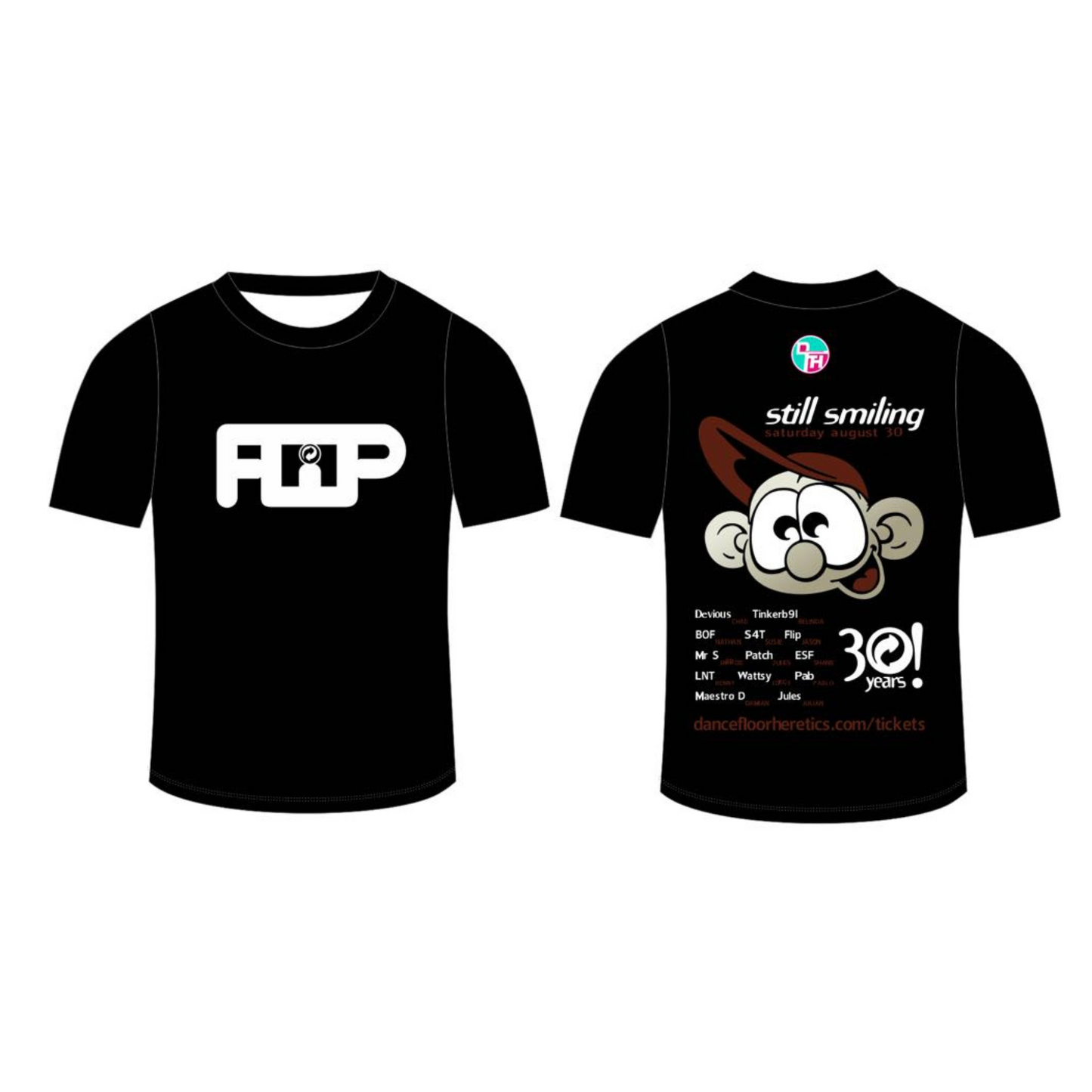 Still Smiling FLIP T-Shirt (Black) – Limited Edition 30th Anniversary Tee