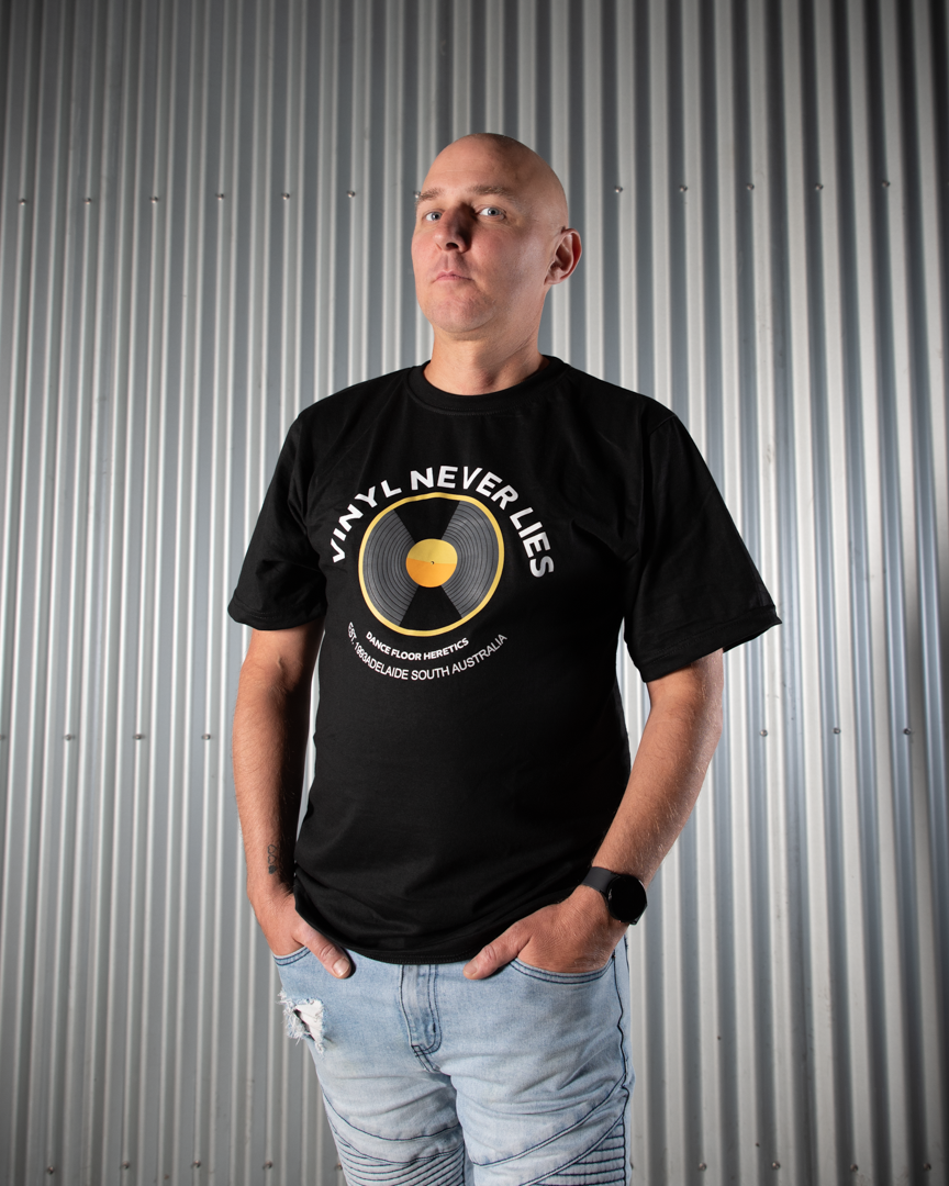 Dance Floor Heretics Vinyl Never Lies T-Shirt Black