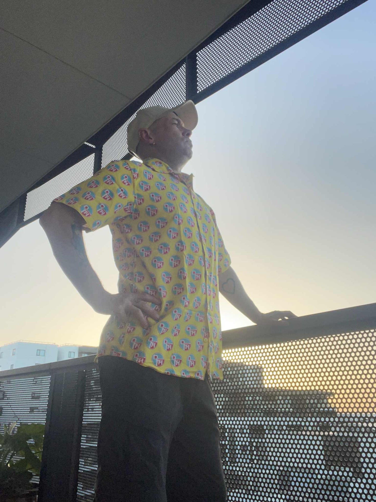 Dance Floor Heretics All-Logos Yellow Button Up